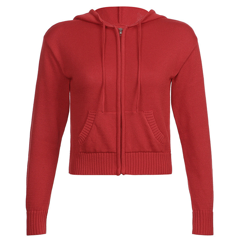 Maxct Slim Zipper Casual Hooded Sweater