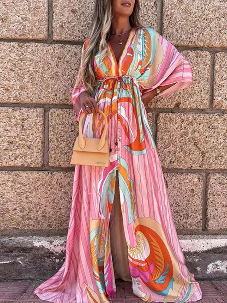 Printed Lace Beach Dress Maxct