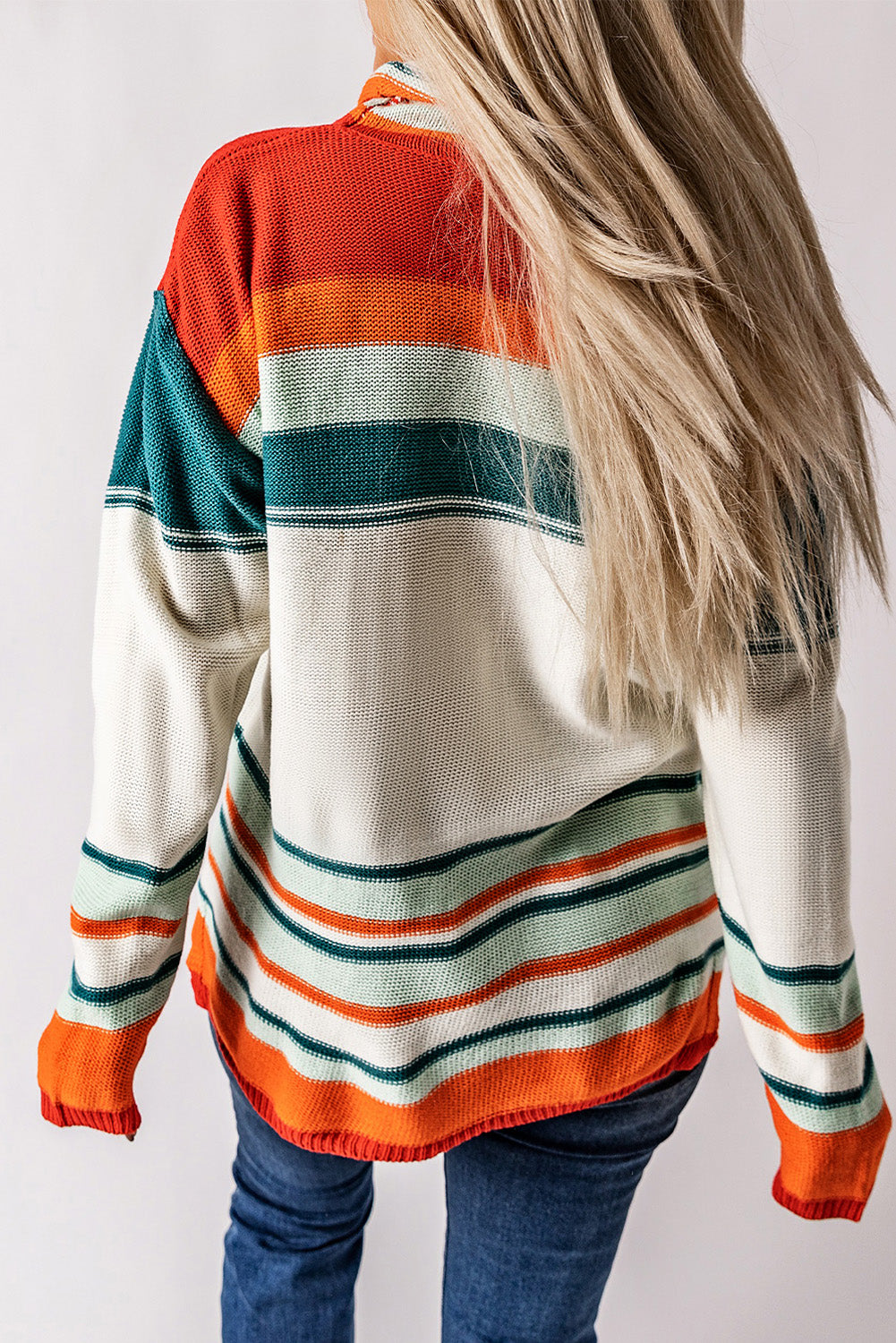 Maxct &Contrast Striped Turtleneck Dropped Shoulder Sweater