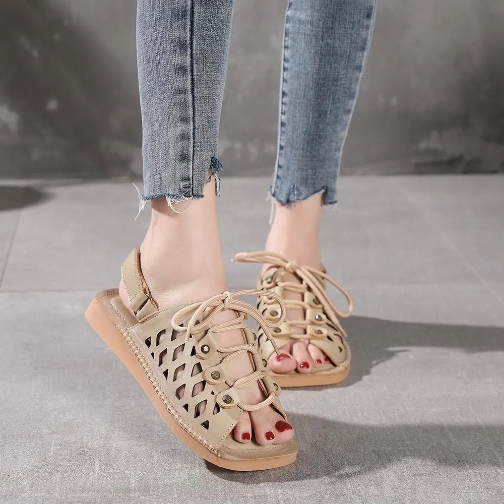 Strappy Sandals Peep Toe Retro Maxct