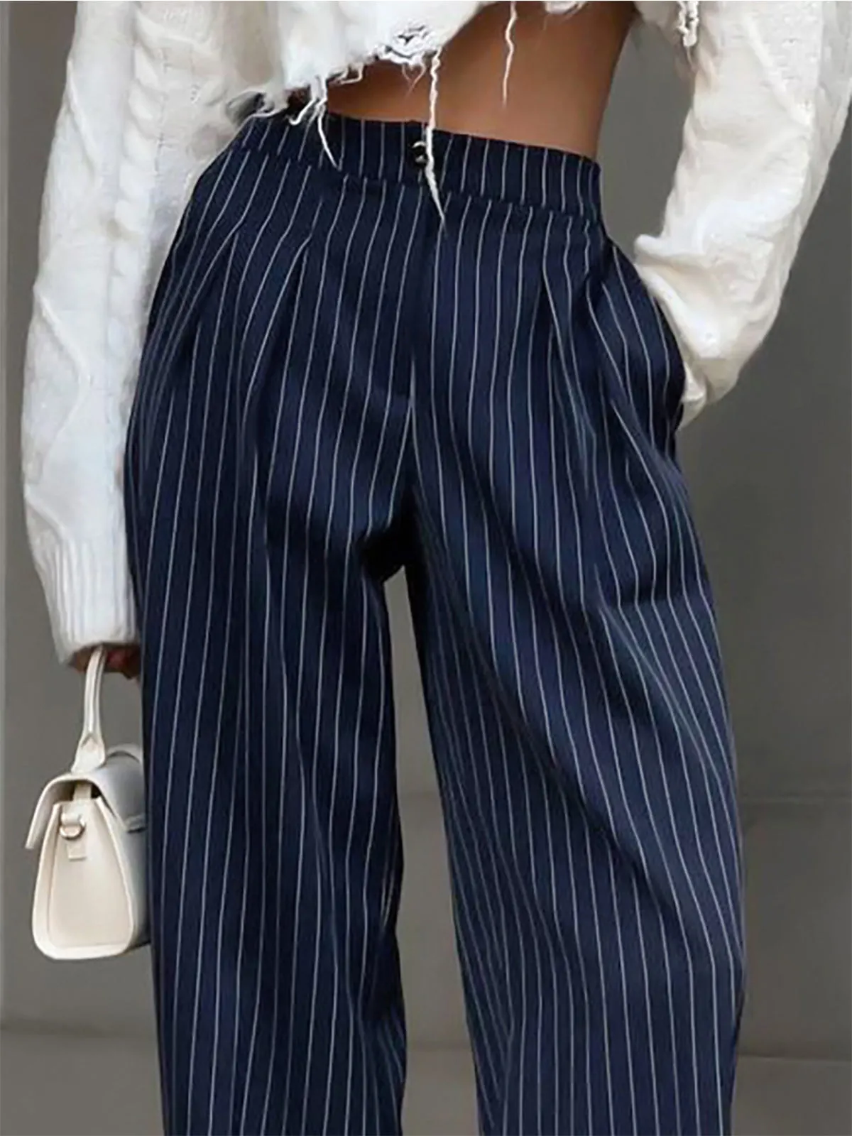 Maxct Pinstripe Pleated Wide Leg Dress Pants