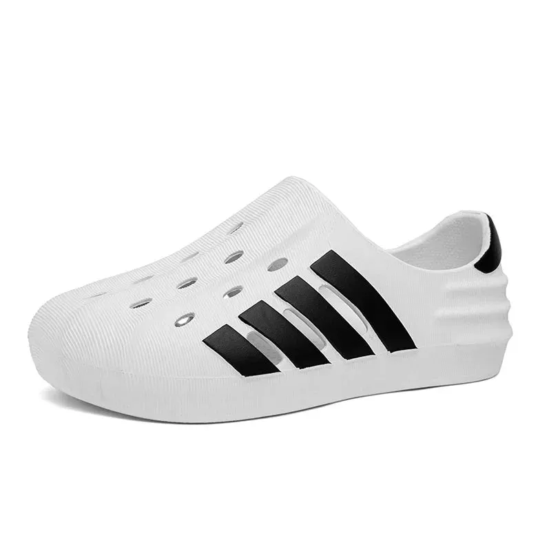 Black and White Slip on Sandals for Men Maxct