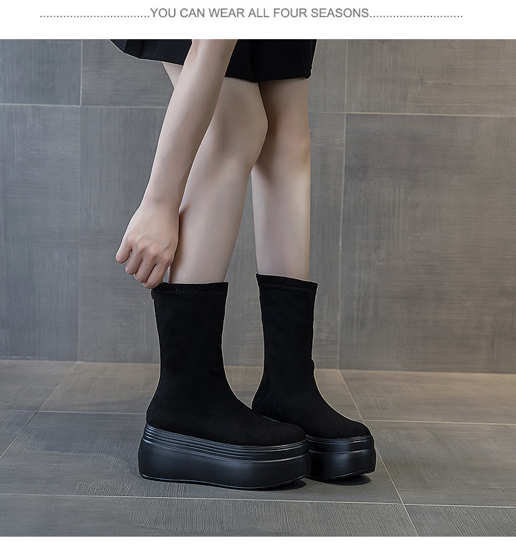 Women's 8cm Suede Leather Platform Boots - true deals club