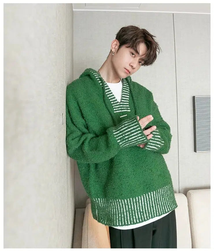 Maxct V-Neck Hooded Sweater