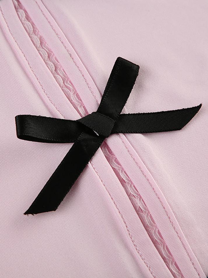 Maxct Cute Bowknot Decor Hollow Out Shirts