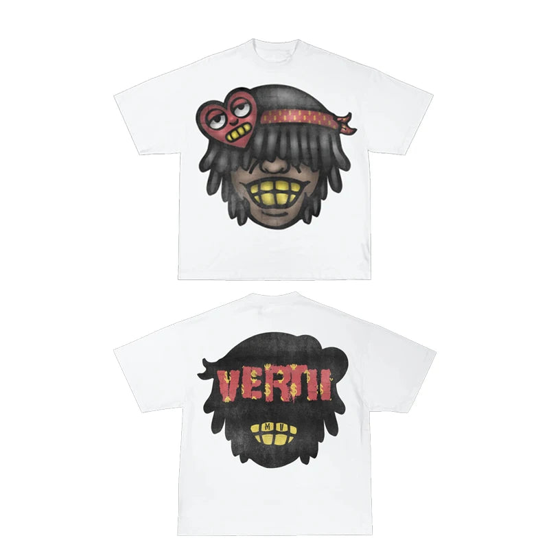 Maxct 90s Streetwear Streetwear T Shirt Men Y2K Hip Hop Rock Cartoon Pattern Printing Sweatshirt Graffiti Graphics Oversized Crew Neck Short Sleeve 0924