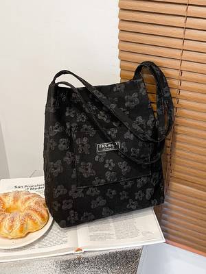 Letter Graphic O-ring Zipper Front Shoulder Tote Bag - Women Tote Bags