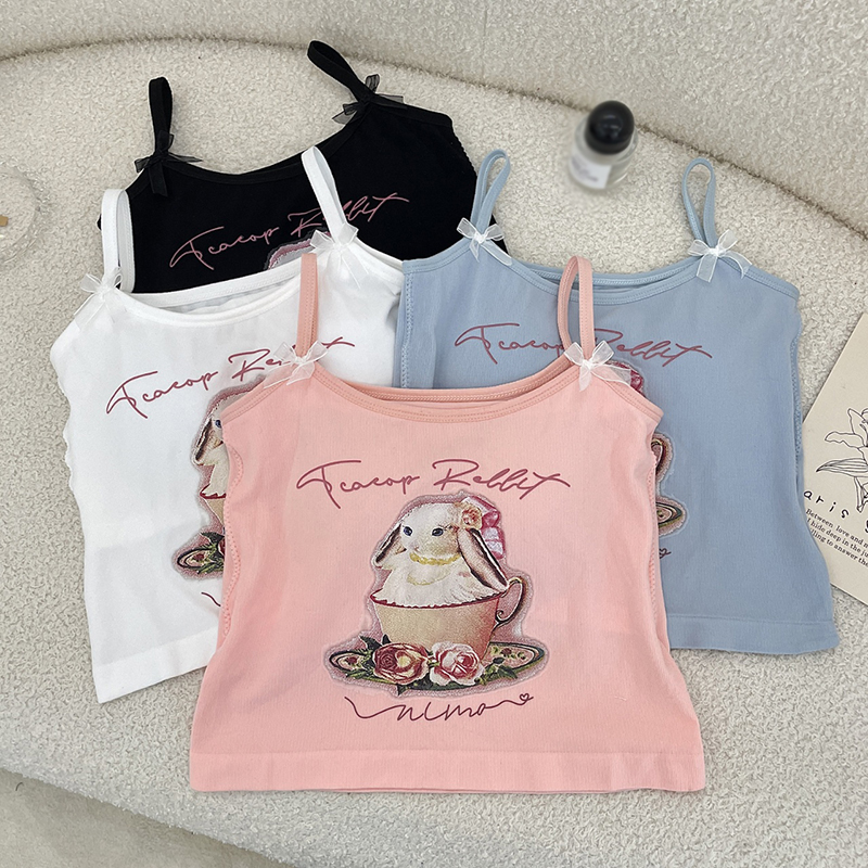 Maxct Rabbit Print Sleeveless Tank Tops Cartoon Women's Camisole Korean Version