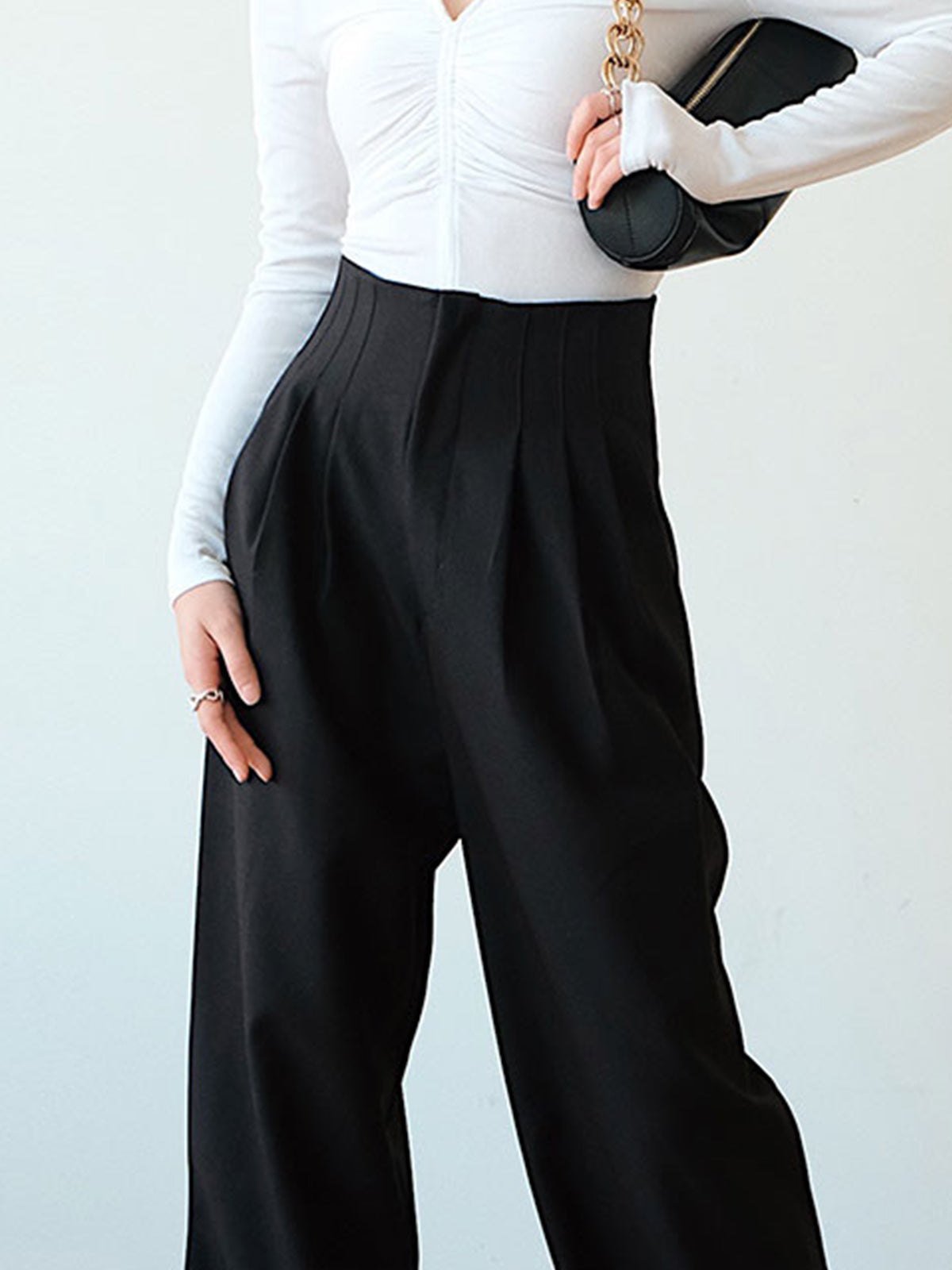 Maxct High Waist Pleated Wide Leg Pants