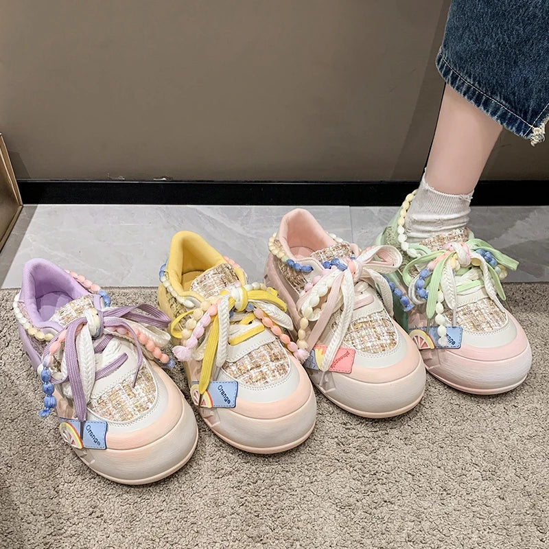 Cute Platform Round Toe Sneakers for Teens Maxct