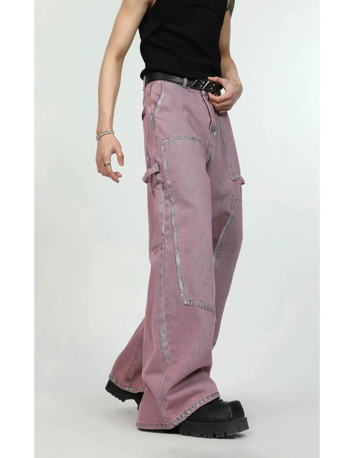 Maxct Pink Denim Jacket & Straight-leg Jeans