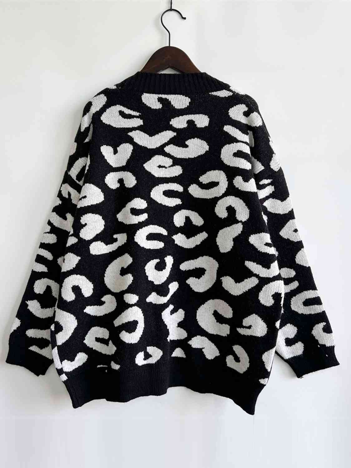 Maxct &Leopard Button Front Cardigan with Pockets