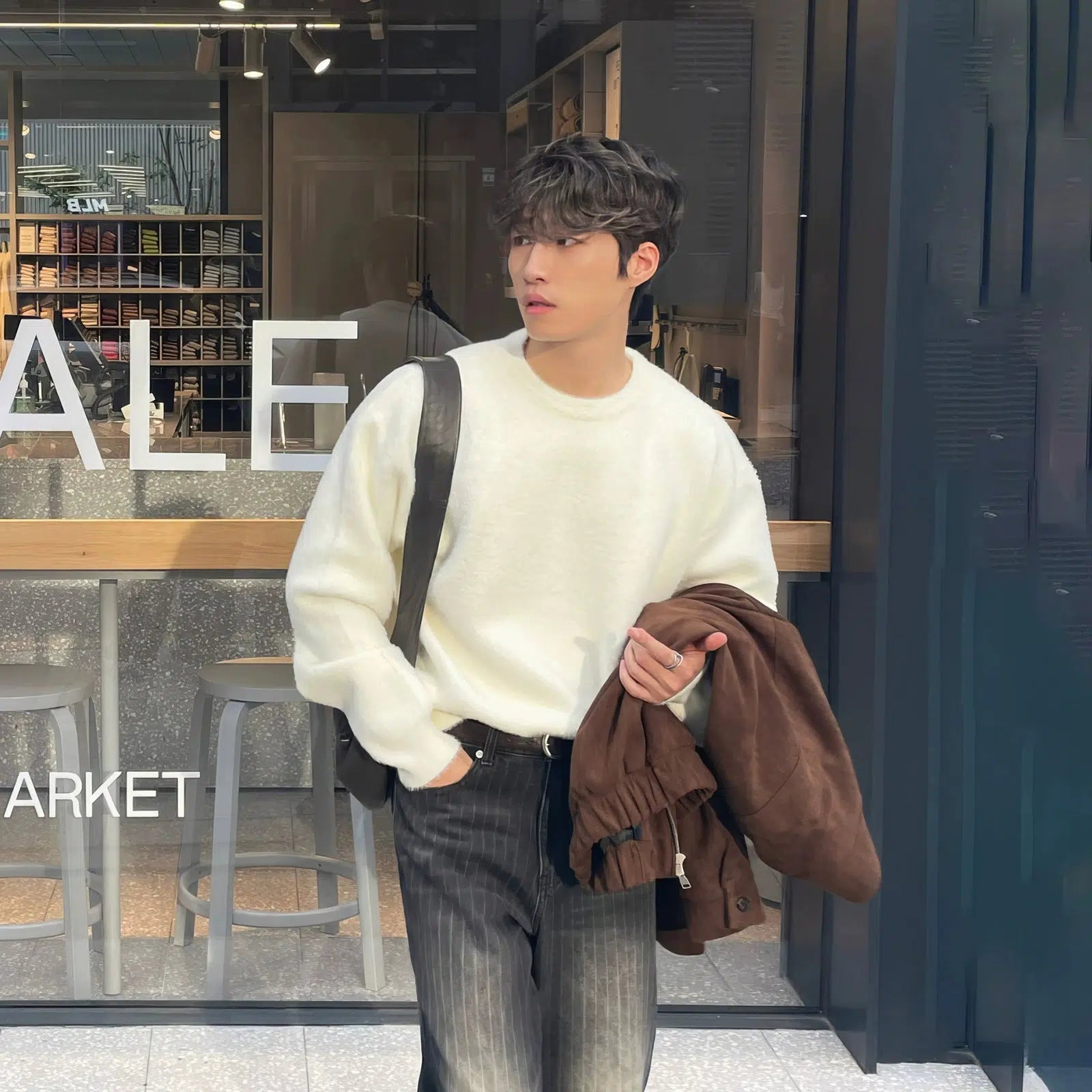 Maxct White Crew Neck Sweater