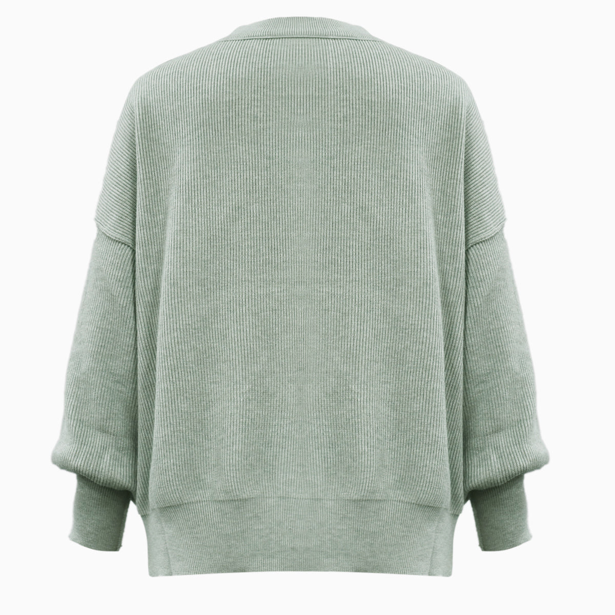 Maxct &Round Neck Drop Shoulder Slit Sweater