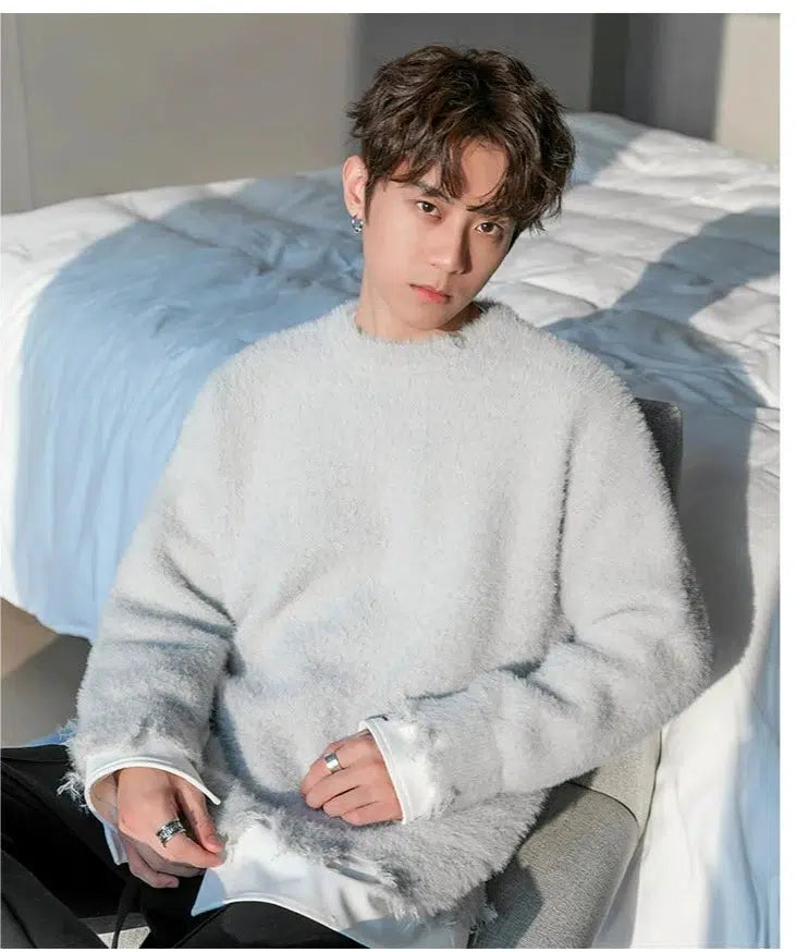 Maxct Two-piece Furry Sweater with Patchwork Cuffs