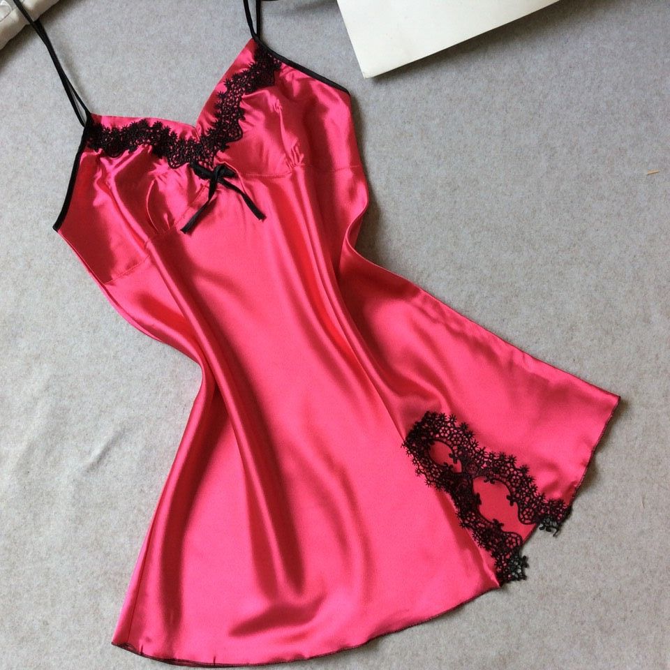 Maxct frat outfits Summer Silk-like Women's Suspender Nightdress Sexy V-neck Spinning Satin Pajamas Home Wear Agent