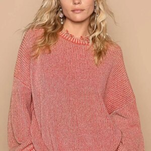Maxct &POL Distressed Washed Drop Shoulder Sweater