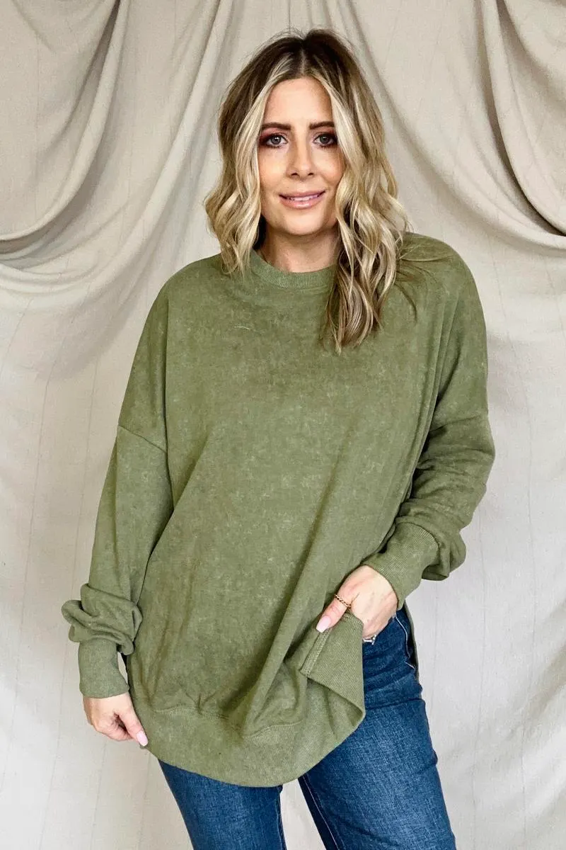 Maxct &Drop Shoulder Ribbed Trim Oversized Sweatshirt