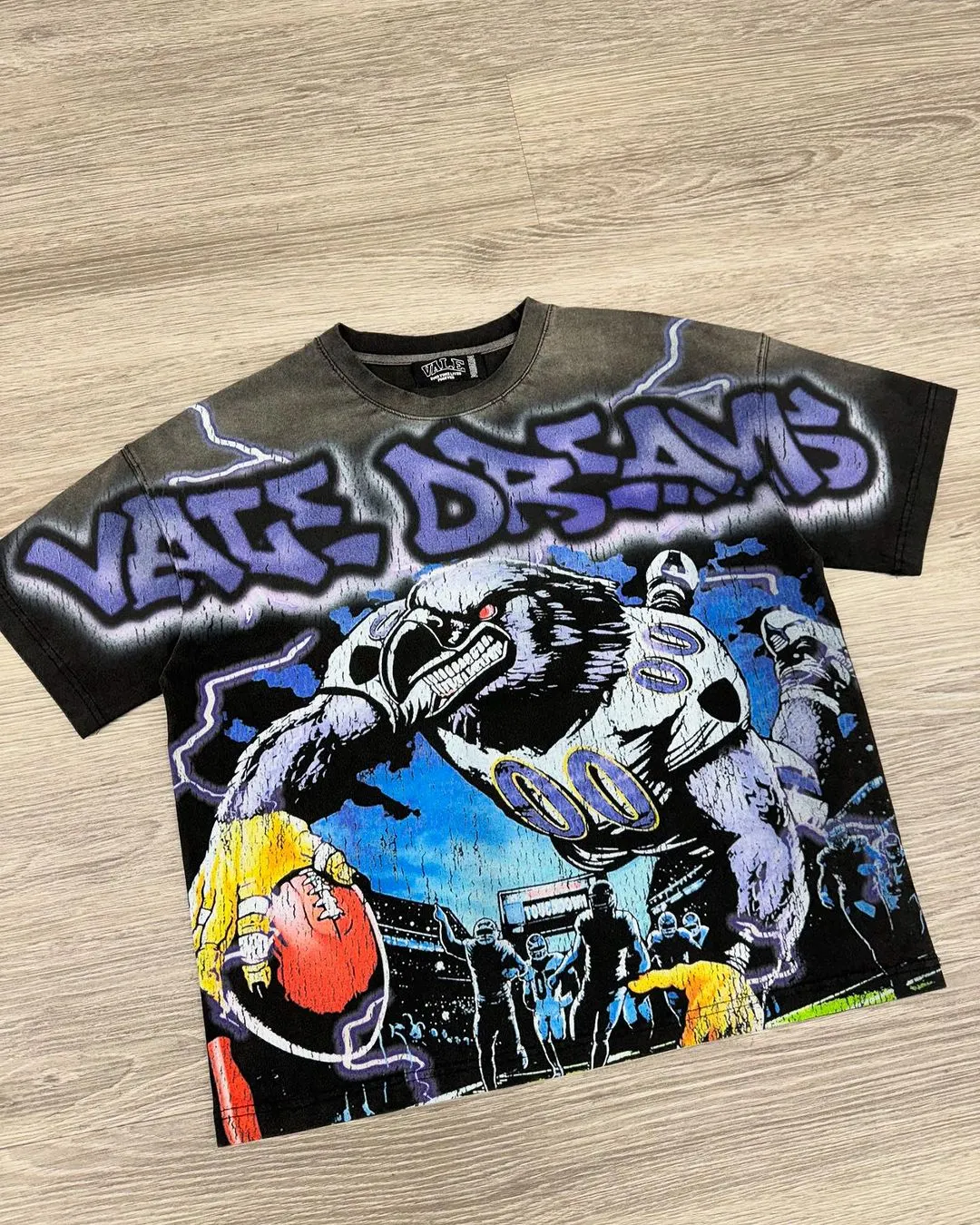 American Street Hip Hop Printed T-shirt High Street Retro Washed Loose Harajuku Fashion Street Trend Casual Couple Y2K Top