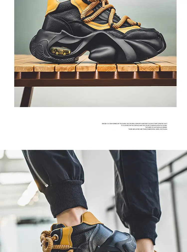 Microfiber Leather Upper Increased Platform Stylish Sneakers