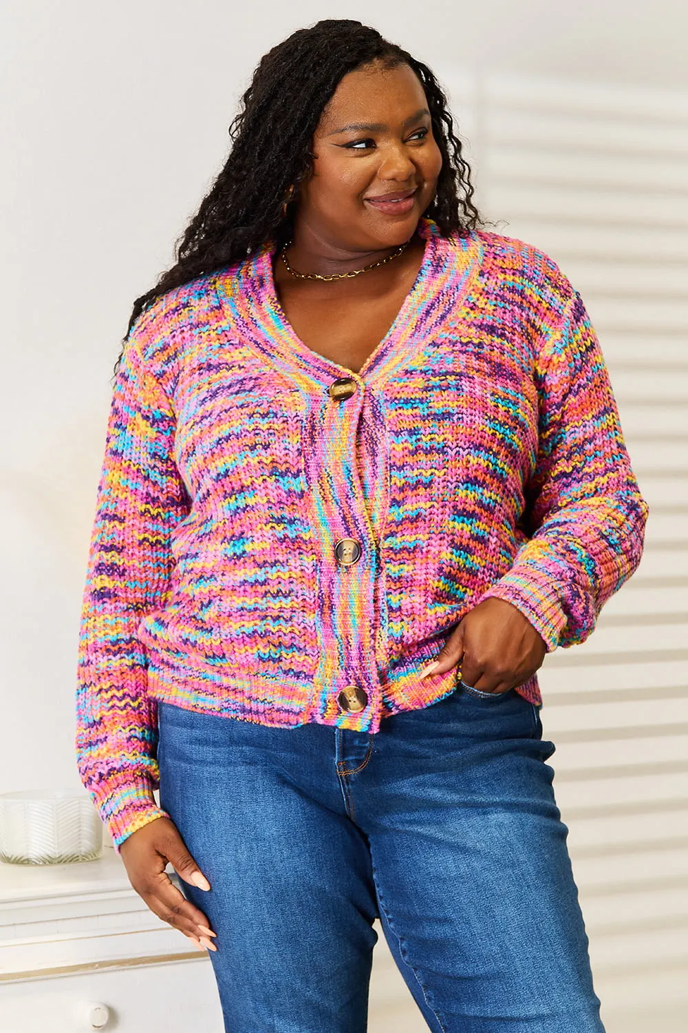 Maxct &Angel Wings Woven Right V-Neck Long Sleeve Cardigan