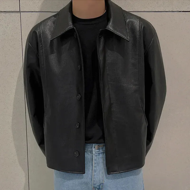 Maxct Cropped Minimal Faux Leather Jacket