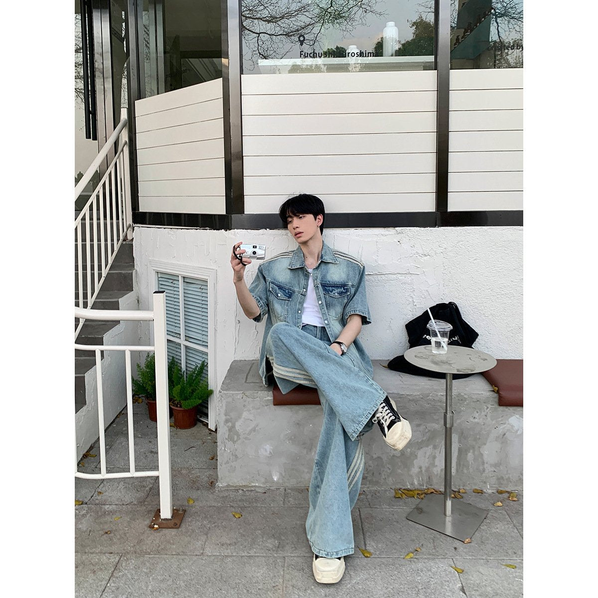 Maxct 90s Streetwear Niche Vintage Washed Padded Shoulder Short Sleeve Denim Shirt Spring And Summer New Korean Style Design Sense Shirt Coat Top - Image 2