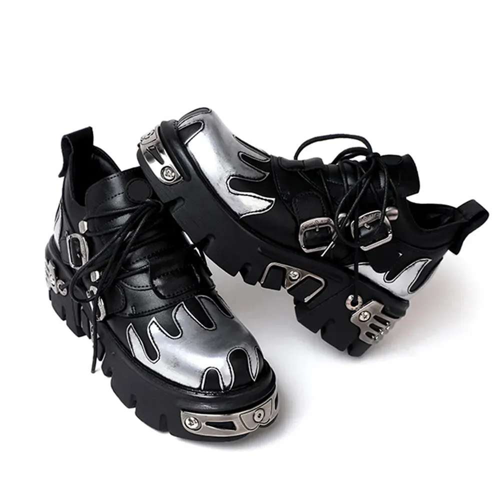 Goth Platform Sneakers for Women - Edgy Style in Classic Black Maxct