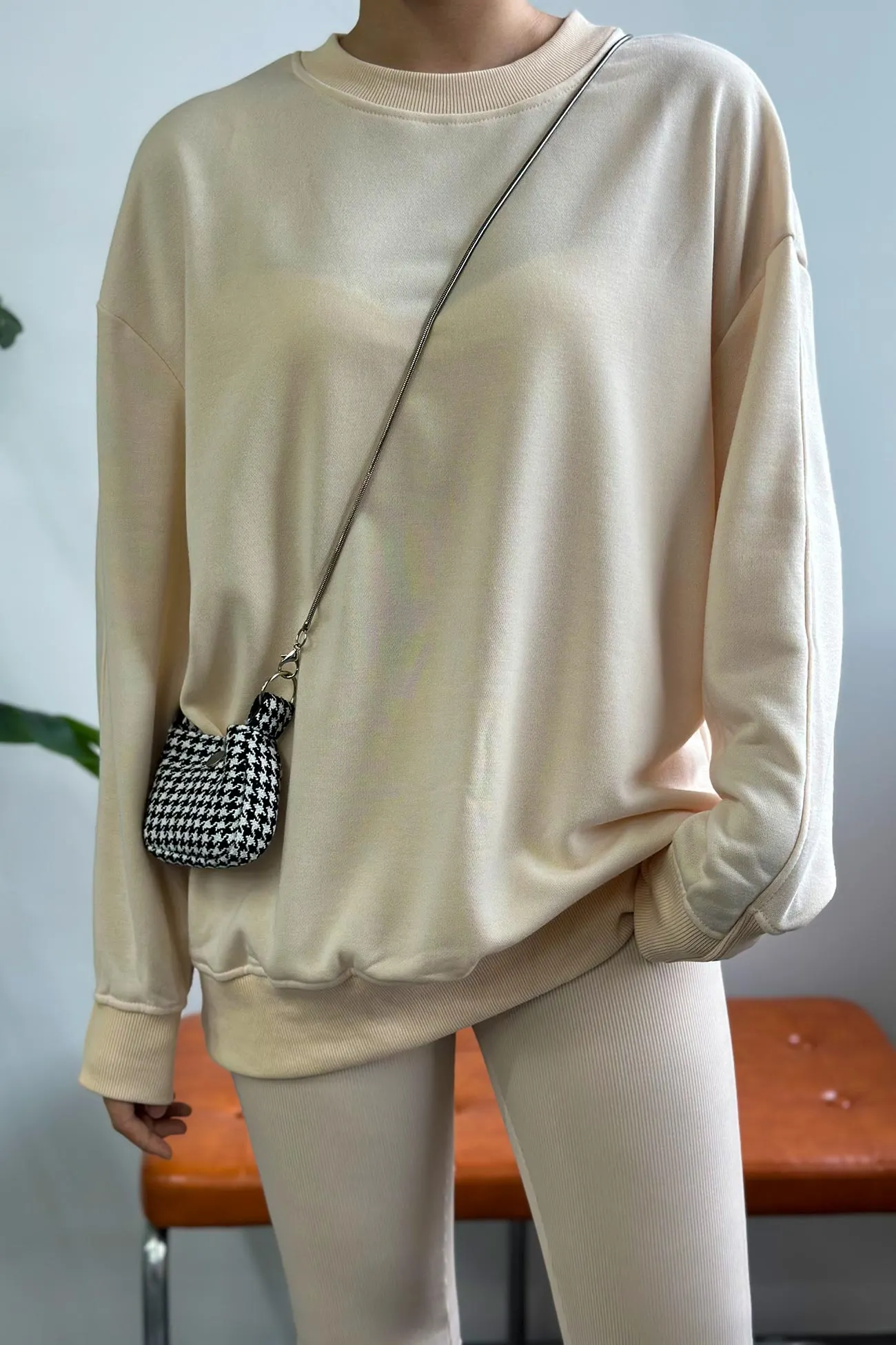 Maxct Solid Crew Neck Sweatshirt Legging Suits