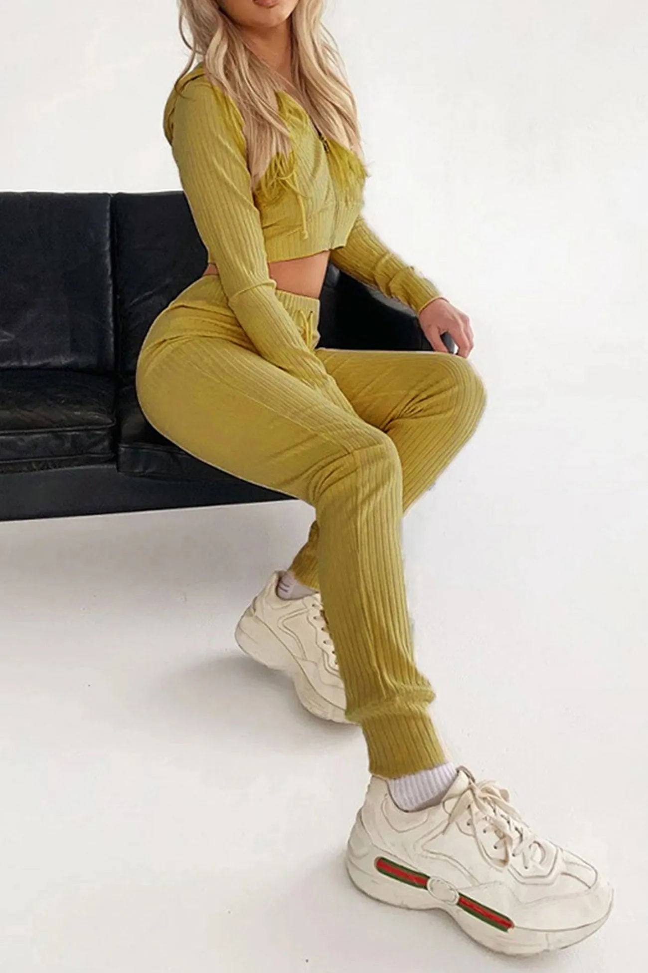 Maxct Ribbed Knit Hoodie Long Pants Suits