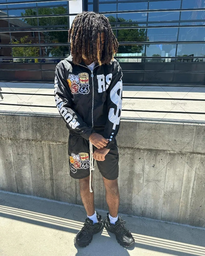 Maxct American High Street Fashion Retro Letter Printed Zipper Sweatshirt Women Y2k Hip Hop Rock Loose Versatile Oversized Hoodie Men