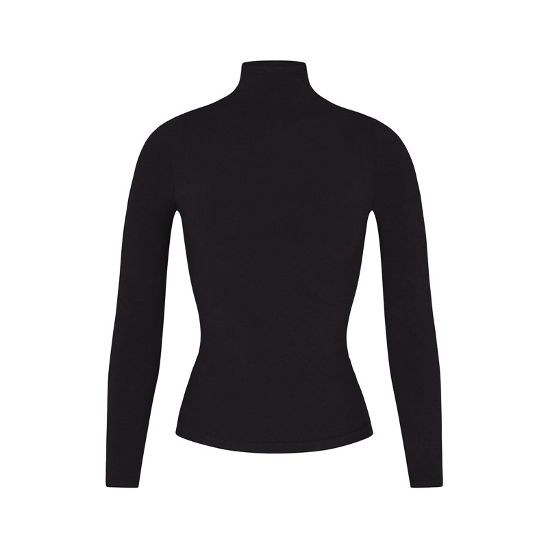 Solid Color Slim Fit T-shirt Women Spring Autumn Basic Crop Tops Casual Long Sleeve High Neck Female Fashion Tees Clothes