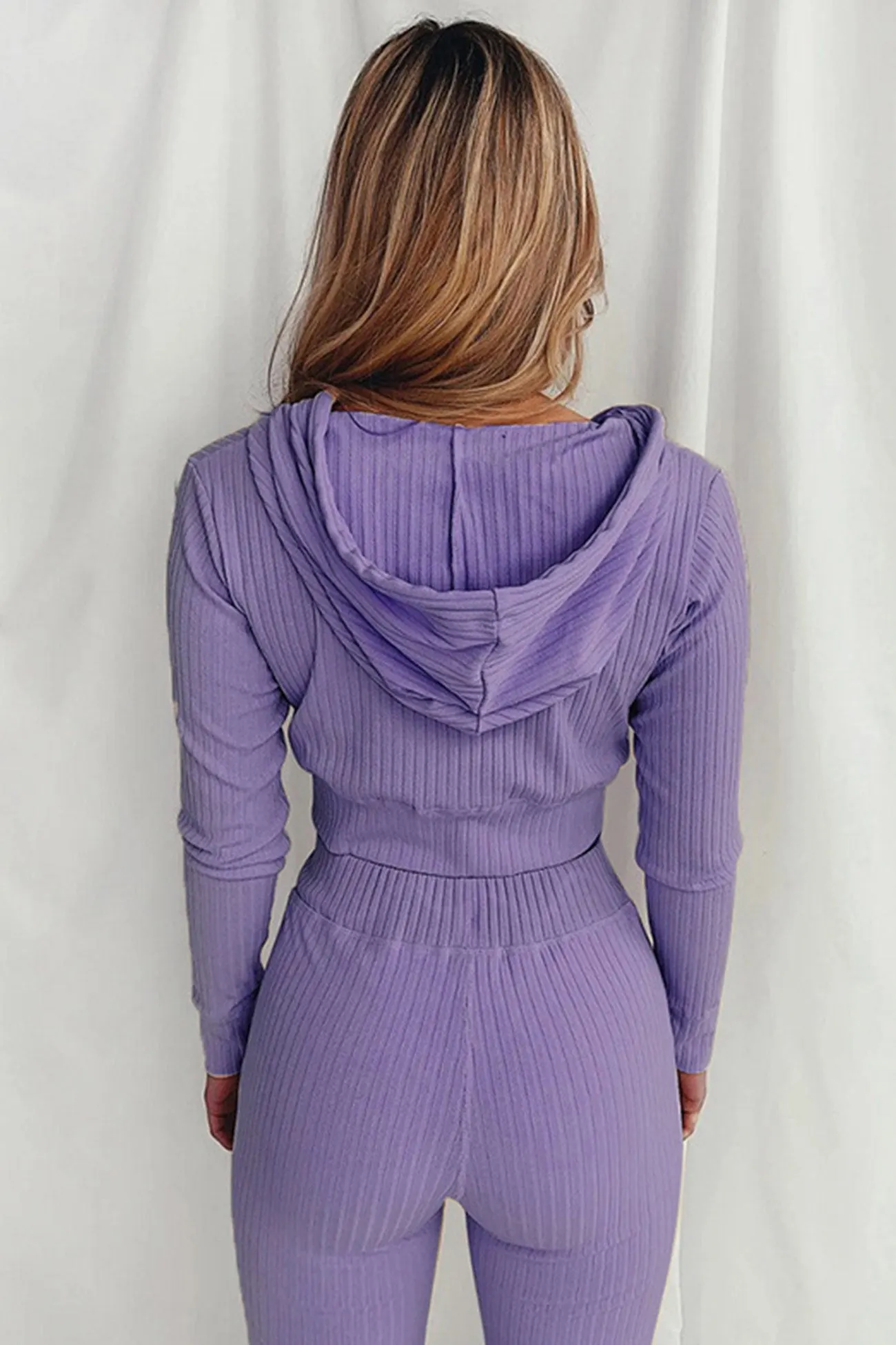 Maxct Ribbed Knit Hoodie Long Pants Suits