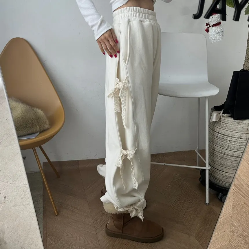 Maxct Side Lace Bow Tie  Baggy Sweatpants