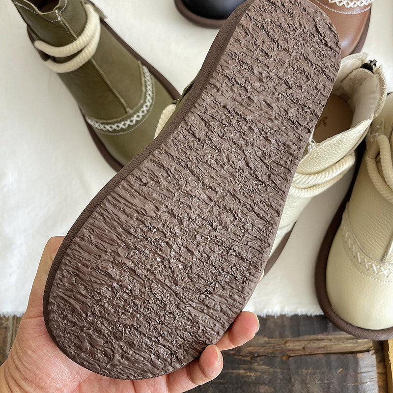 Maxct Women Round Toe Leather Warm Waterproof Short Boots - Image 7
