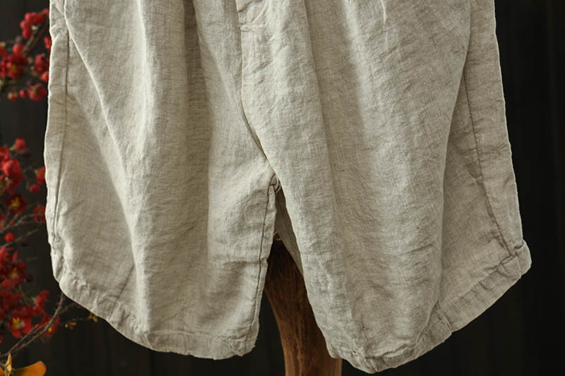 Maxct Women Summer Simple Linen Elastic-Waist Pants