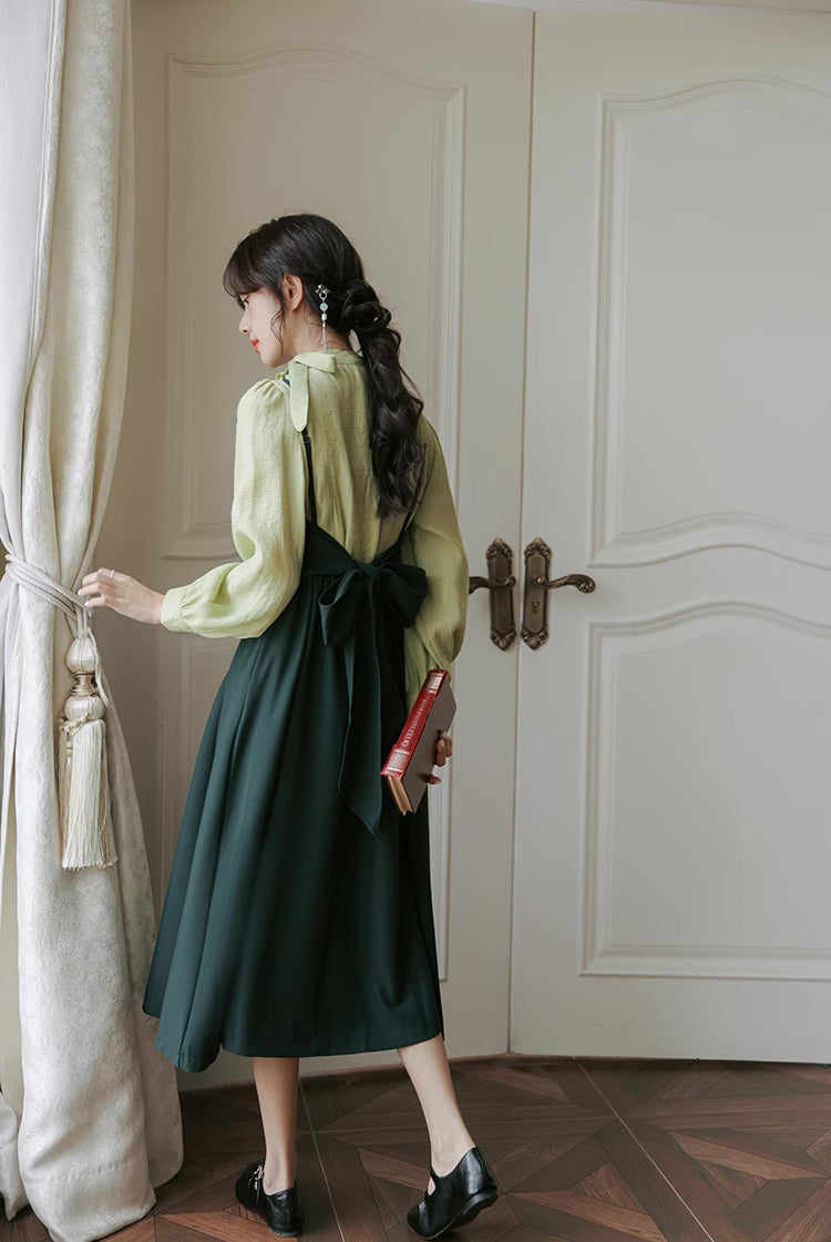 Bow Back Cami Dress & Blouse Set Maxct
