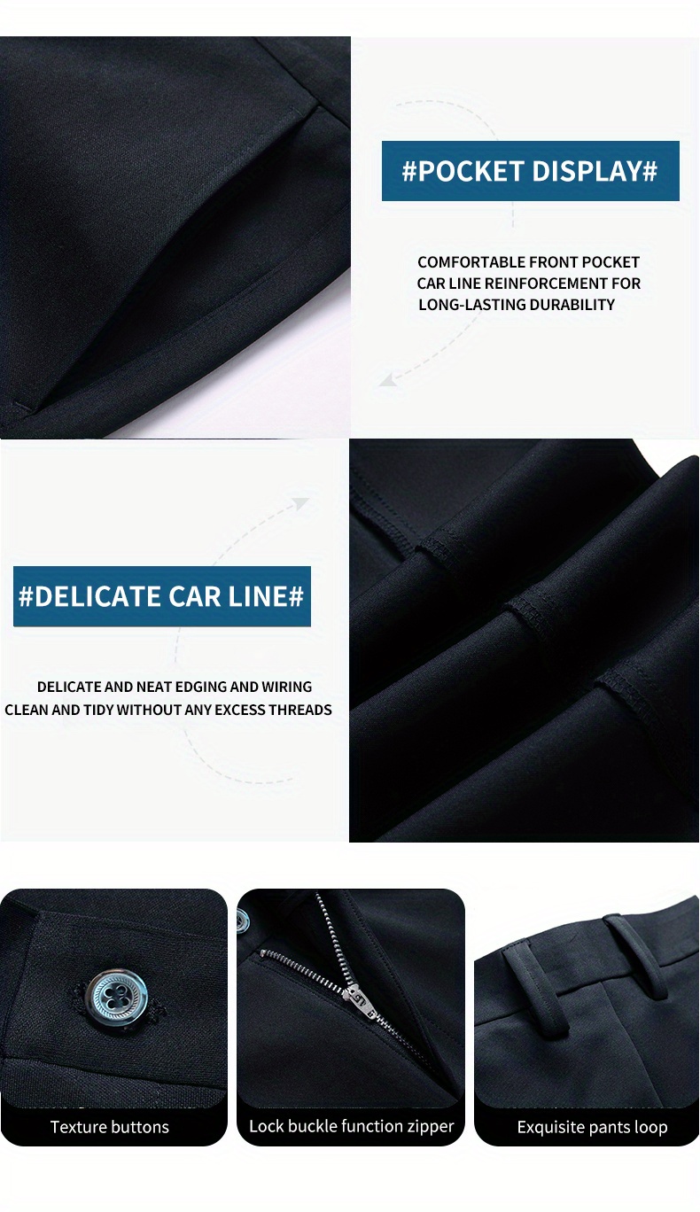Warm Fleece Dress Pants, Men's Formal Stretch Dress Pants For Fall Winter Business