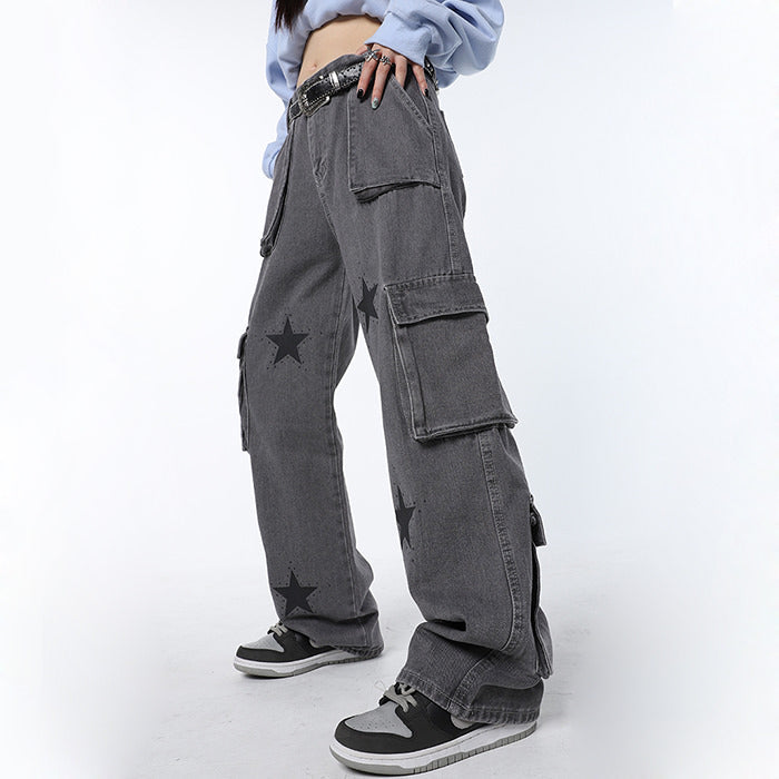 Downtown Girl Star Baggy Jeans Maxct