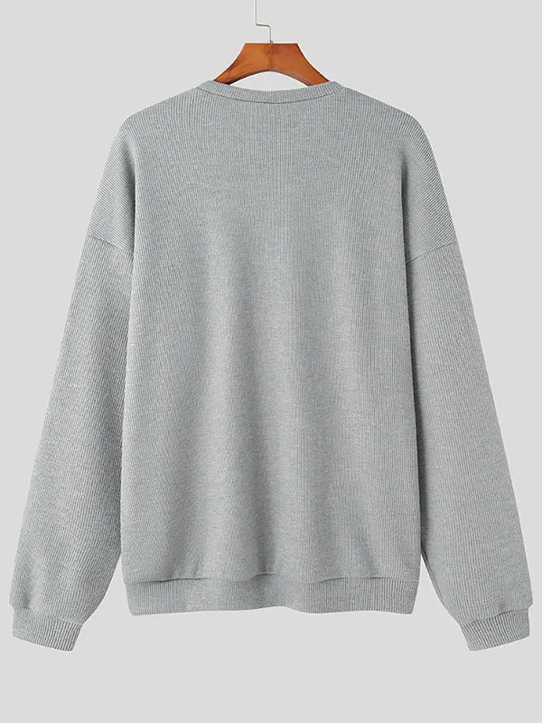 Maxct - Mens Solid Cutout Long Sleeve Sweater