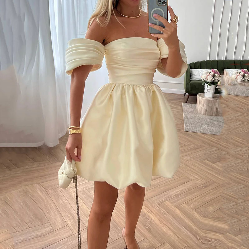 Maxct dress to impress codes Summer New Flying Sleeve Tube Top Fashion Sexy Pleated Dress Women