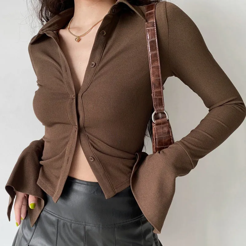 Maxct Polo Neck Long Sleeve Rib Blouse