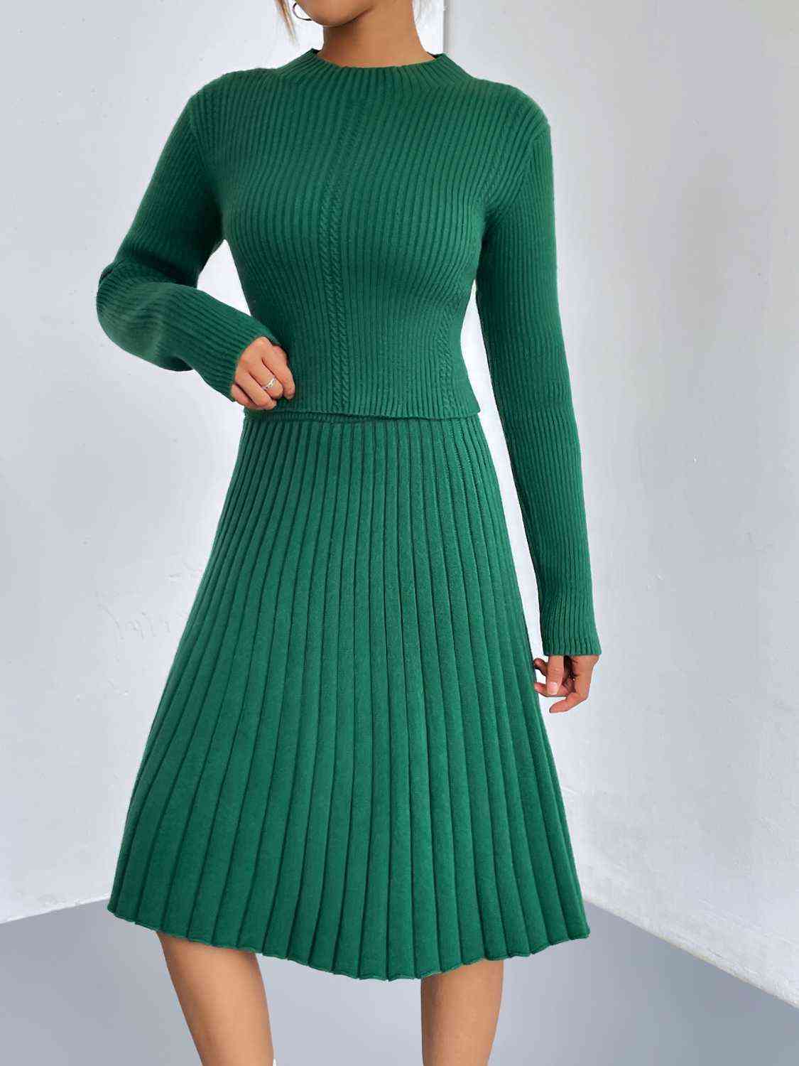 Maxct &Rib-Knit Sweater and Skirt Set - Image 7