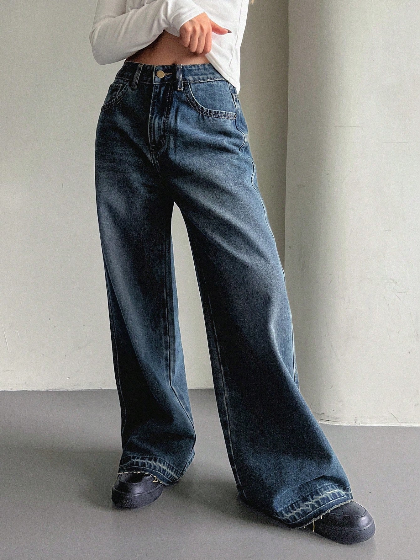Maxct Ladies' Fashionable Wide Leg Denim Pants
