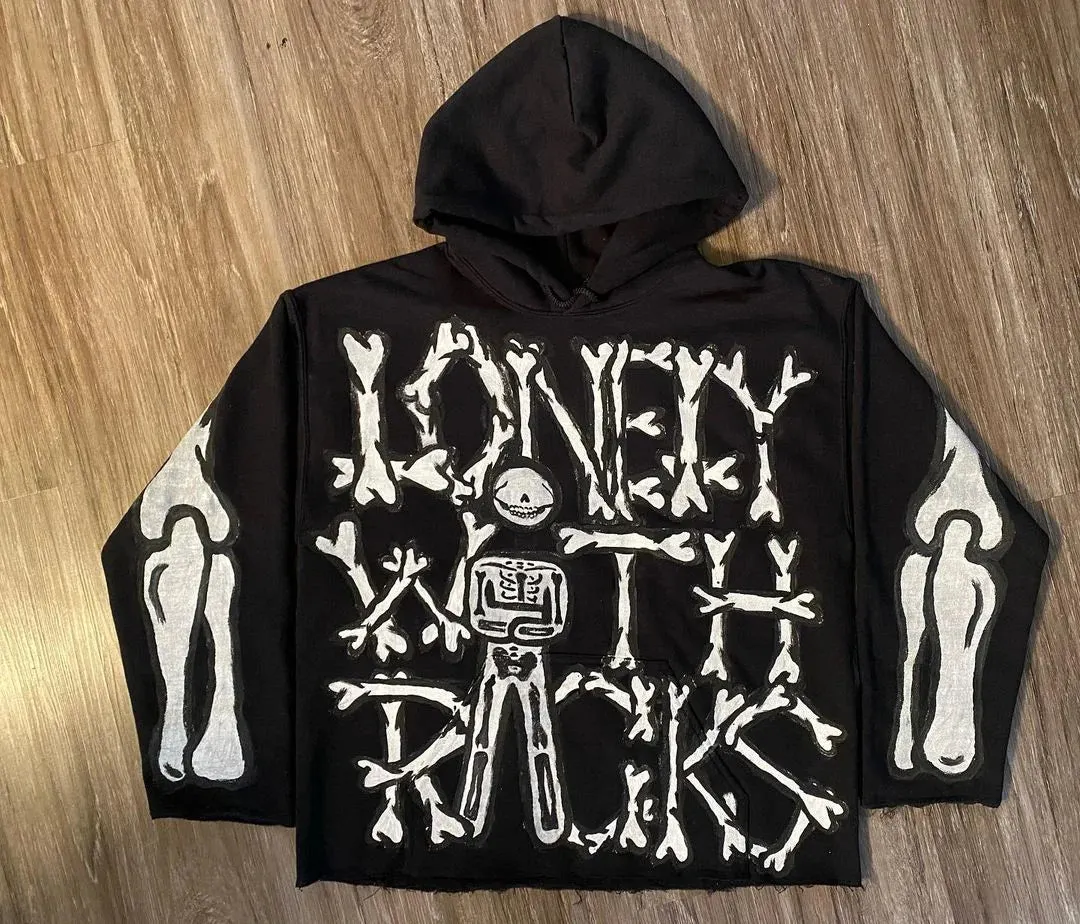 Maxct Y2K Women's Clothing Sweatshirt Long sleeved Pullover Handdrawn Pattern Print Tops Oversize Streetwear Casual Kpop vintage news