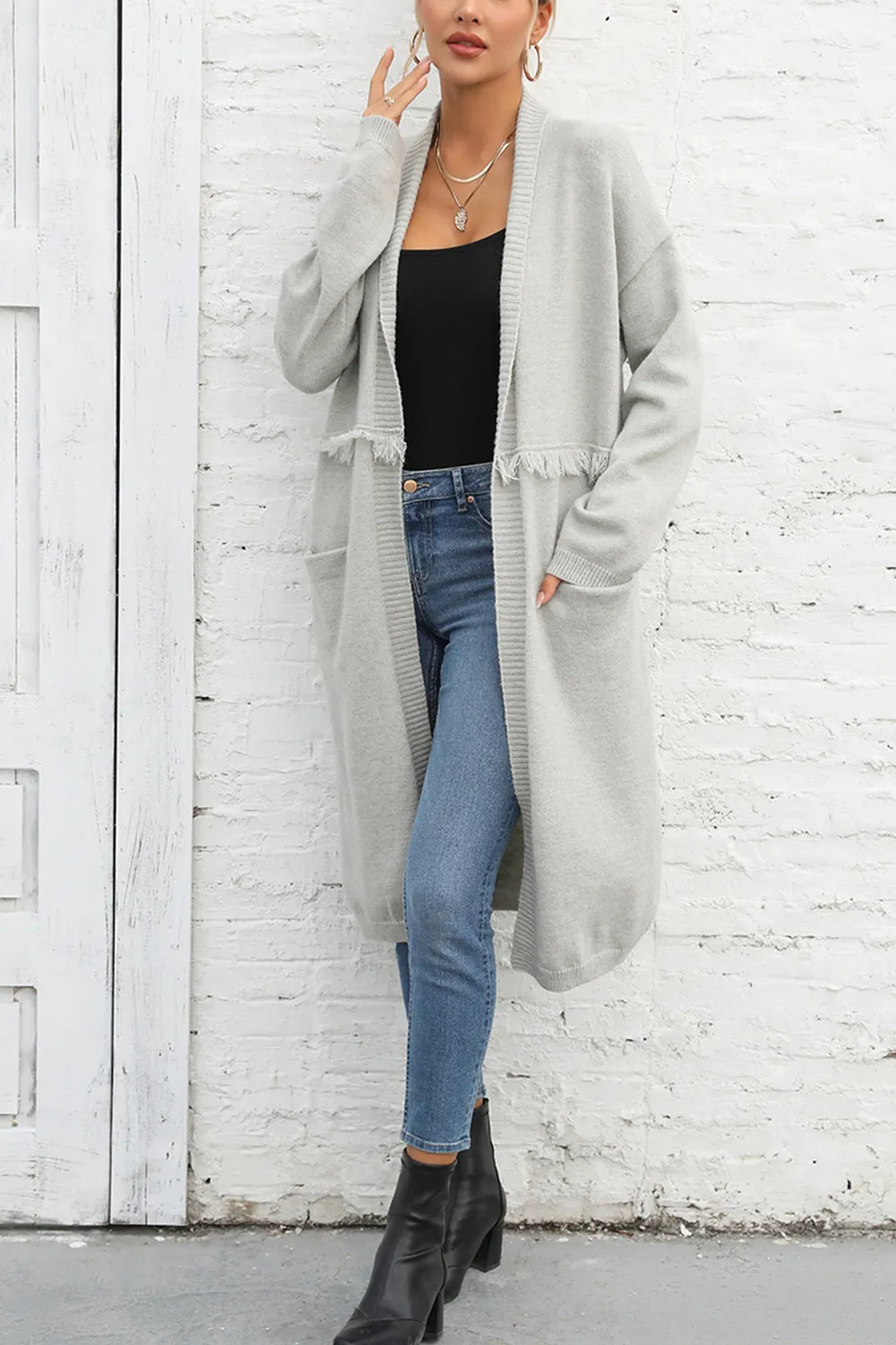 Maxct &Open Front Pocketed Cardigan