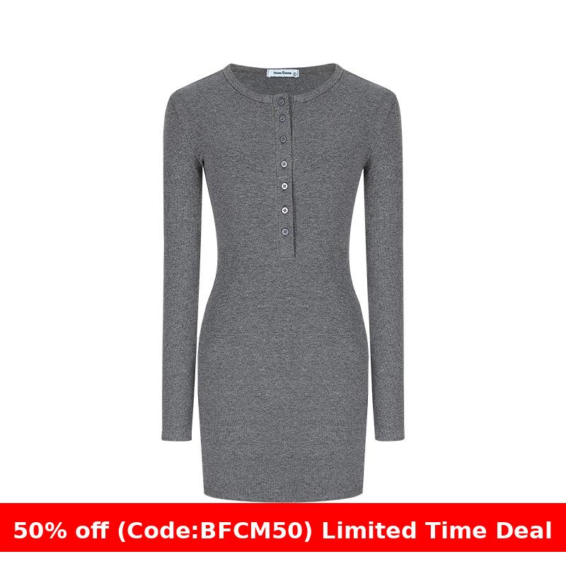 Maxct winter outfits men Half-Open Collar Knitted Dress Women's Spring and Autumn Hot Girl Tight Hip Skirt 657 - Image 8