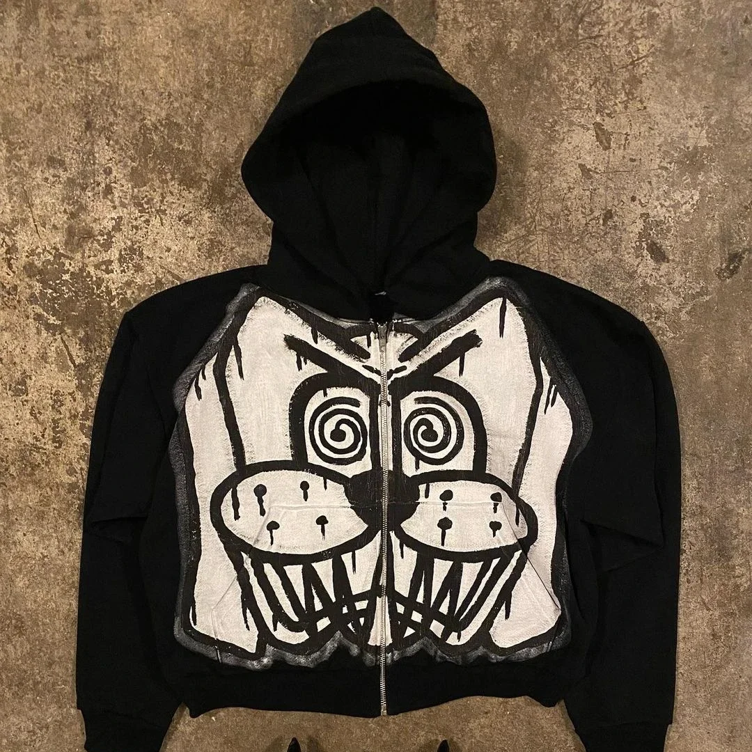 Maxct Y2k New Harajuku Hip-Hop Punk Letter Graphic Hooded Pullover Men Oversized Printed Sweatshirt Gothic top Street Wear Waichuan