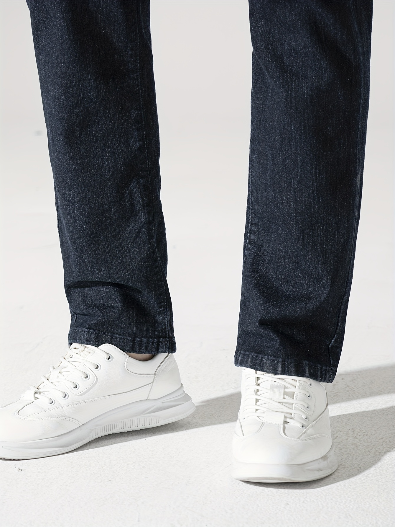 Men's High Stretch Jeans For Business, Slim Fit Denim Pants With Pockets For Spring Fall