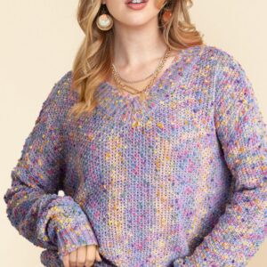 Maxct &Confetti V-Neck Long Sleeve Sweater
